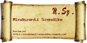 Mindszenti Szendike névjegykártya